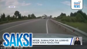 Car transporter, sumalpok sa lumihis na cement mixer saka nagliyab | Saksi