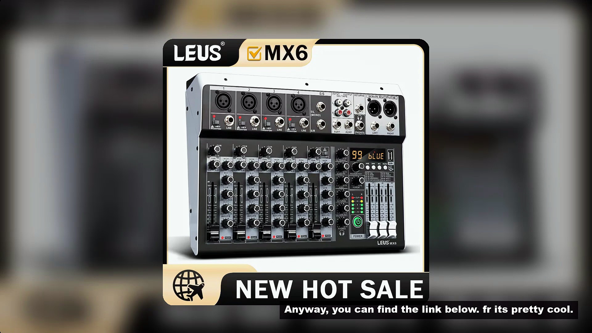 Leus Mx6 Channel 99 Dsp Effect Audio Mixer Record Pc 48V Phantom Power Usb Sound Mixers Bluetooth Dj