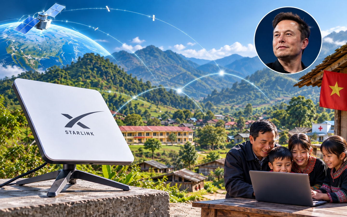 Elon Musk Starlink Phu Song Vung Lom Viet Nam