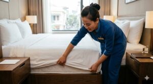 tai sao khach san luon nhet chat chan ga xuong dem hoa ra khong phai chi de cho dep 083353
